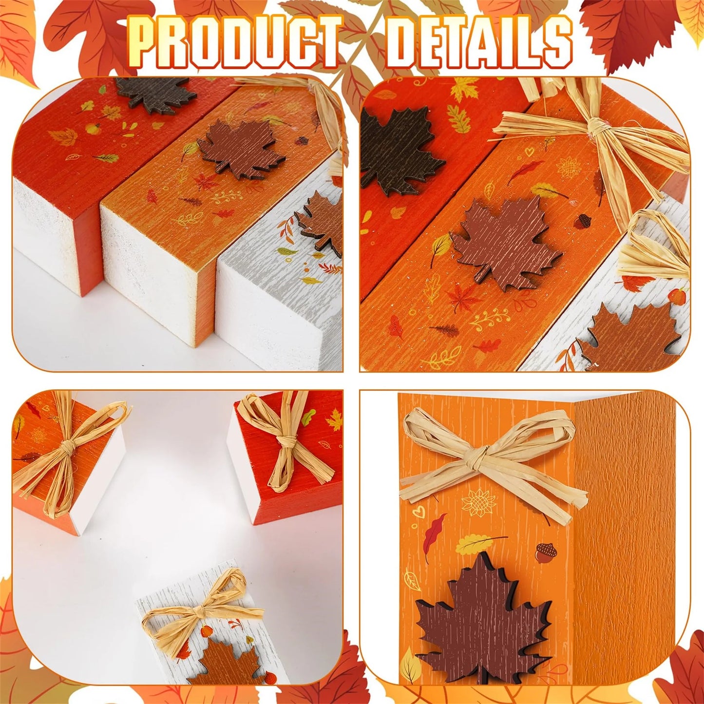 Rustic Autumn Tabletop Decor Set Standing Blocks Signs