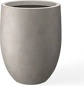 Modern Snow White Concrete Tall Planter with Drainage Hole