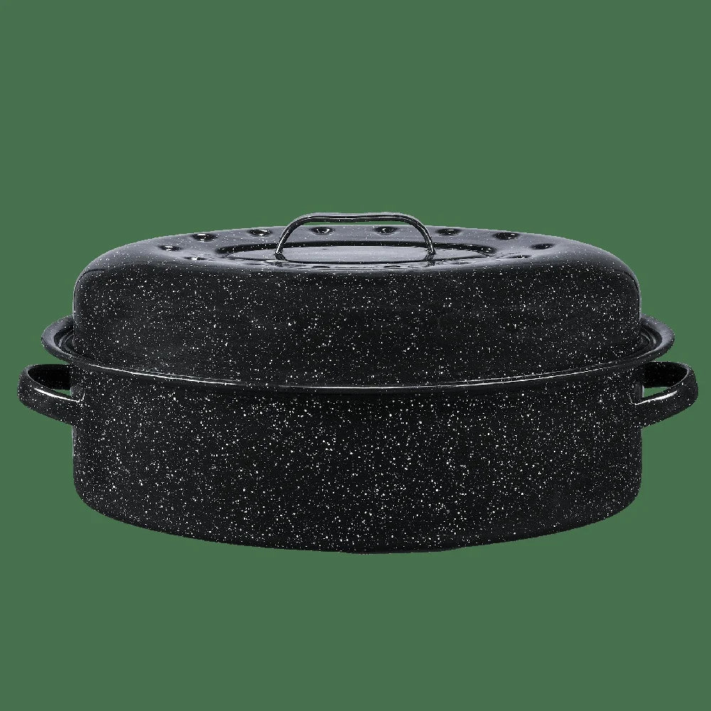 18 Inch Covered Oval Roaster Nonstick Pan Even Heating
