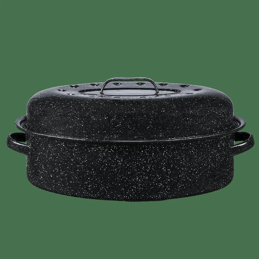 18 Inch Covered Oval Roaster Nonstick Pan Even Heating