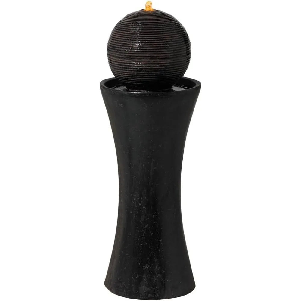 Modern Zen Outdoor Water Fountain with LED Light for Garden