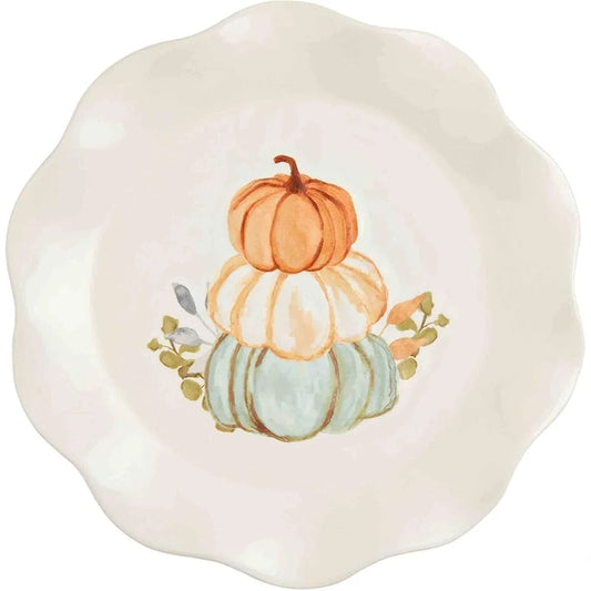 Thanksgiving Stacked Pumpkins Ceramic Stoneware Salad Plate