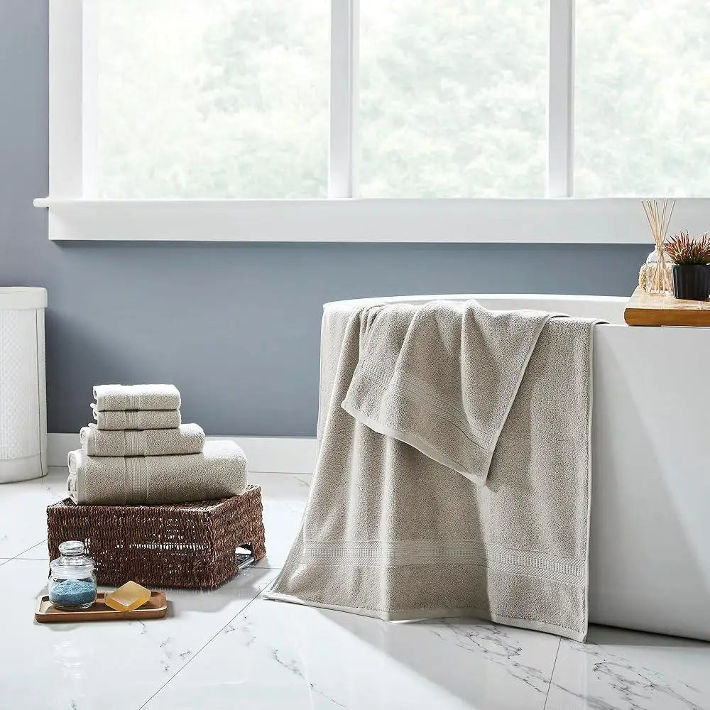 6 Piece Ultra Soft Rayon Bamboo Cotton Towel Set Absorbent