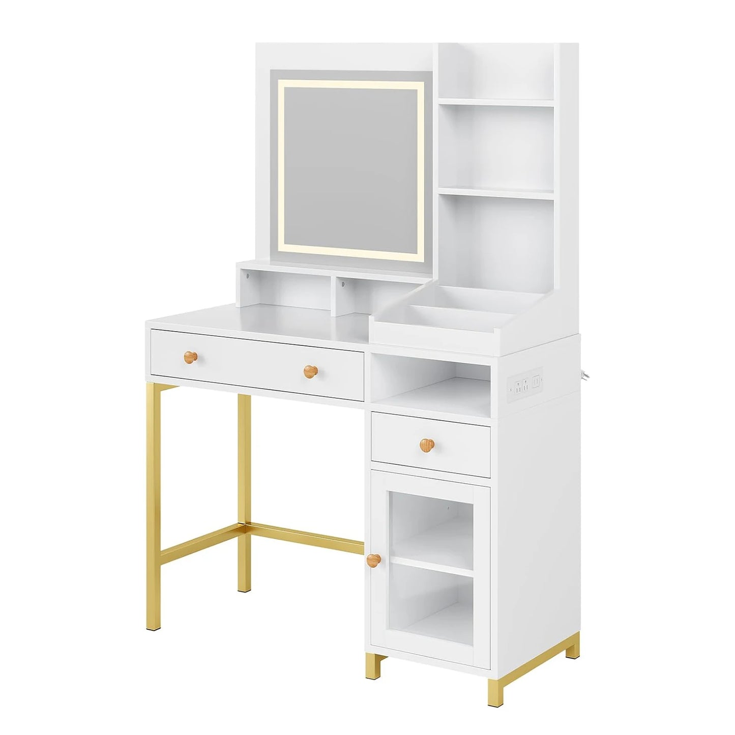 Vanity Desk With LED Mirror And Drawers Dressing Table