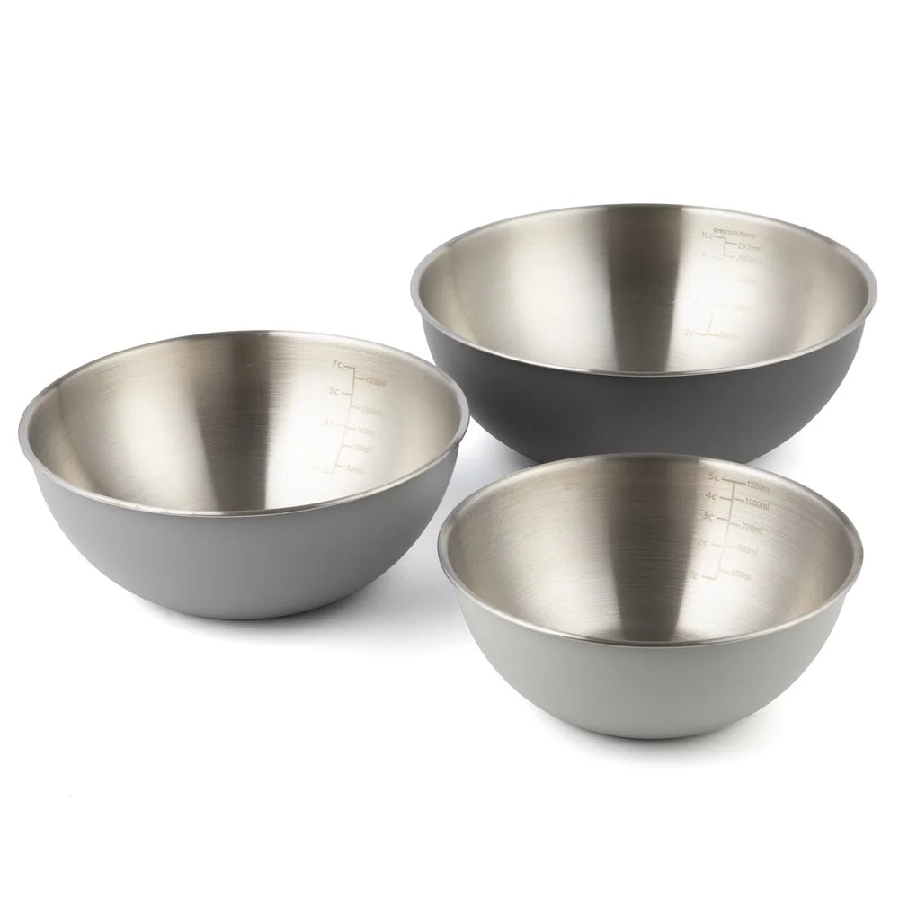 3 Piece Heavy Gauge Stainless Steel Mixing Bowls Set