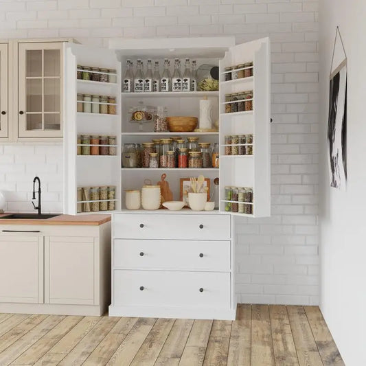 77in Farmhouse Kitchen Pantry Freestanding Storage Cabinet