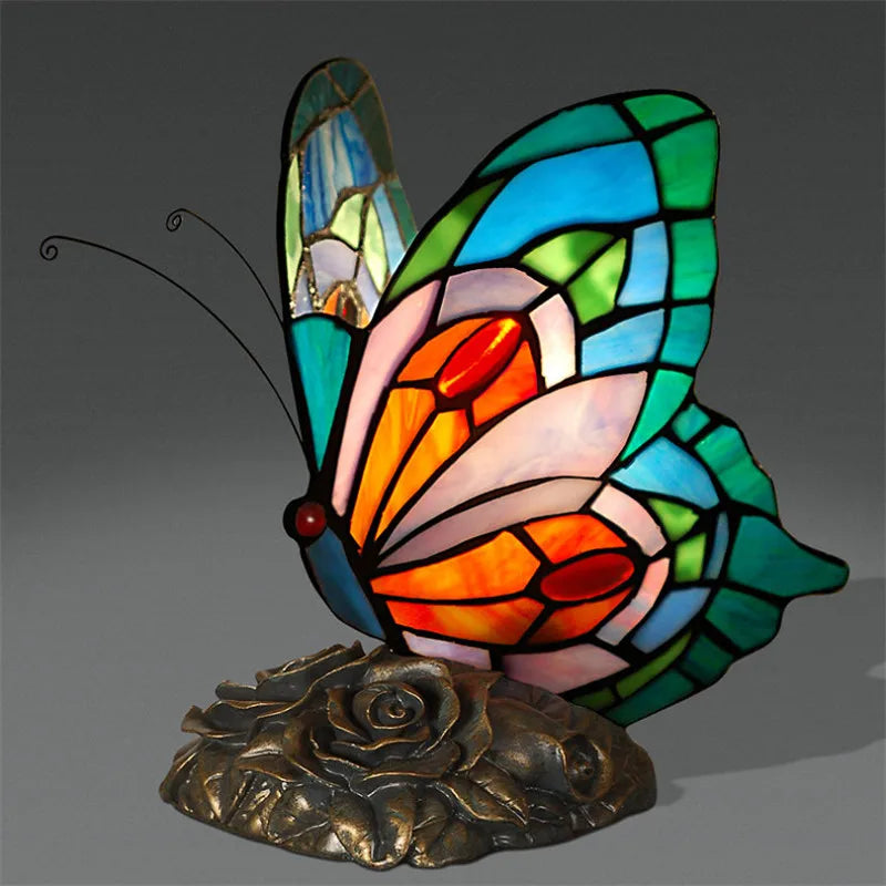 Tiffany Style Stained Glass Butterfly Table Lamp for Elegant Home Decor