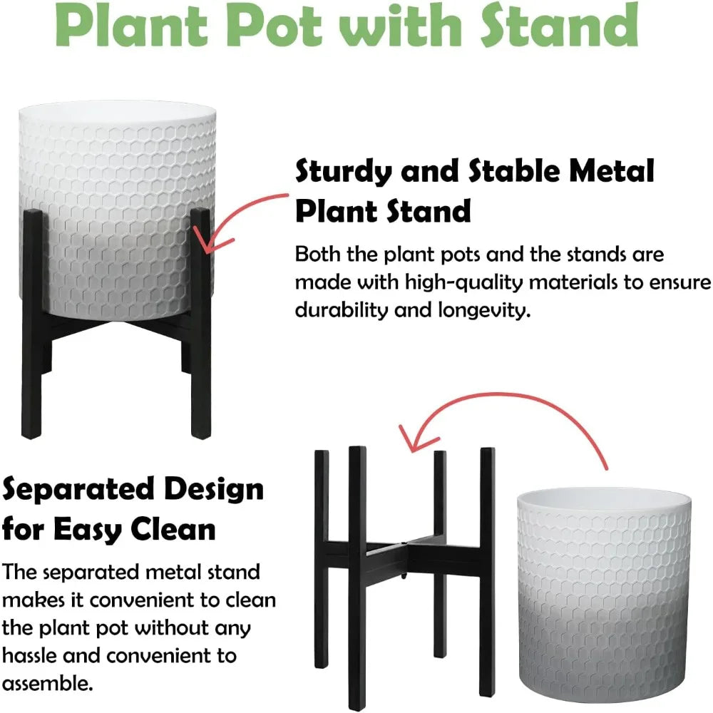 Plant Pot With Stand 10 12 In Honeycomb Gradient Planter