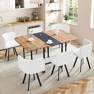 Marble Grain Table Set With Metal Legs For Dining Room