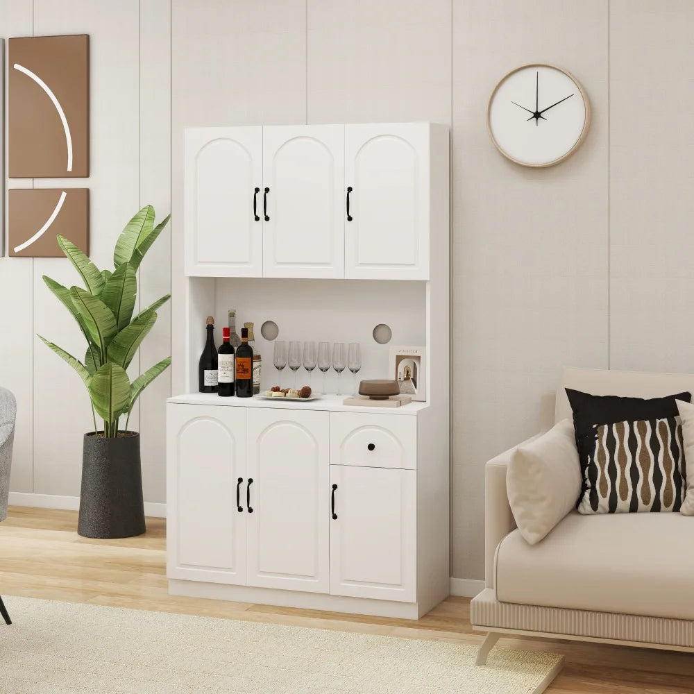 71 Inch Kitchen Pantry Cabinet With Microwave Countertop