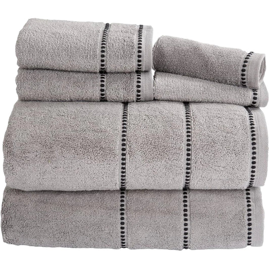 Zero Twist Luxury Quick Dry Cotton Bath Towel Set 6 Piece