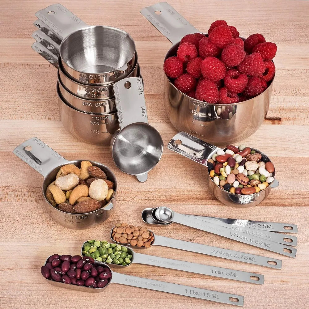 Hign Concerned Stainless Steel Measuring Cups Spoons 15Piece