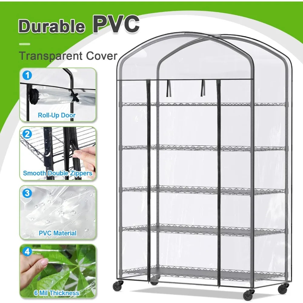 Cover 5 Tier Adjustable Metal Plant Shelving With PVC Cover