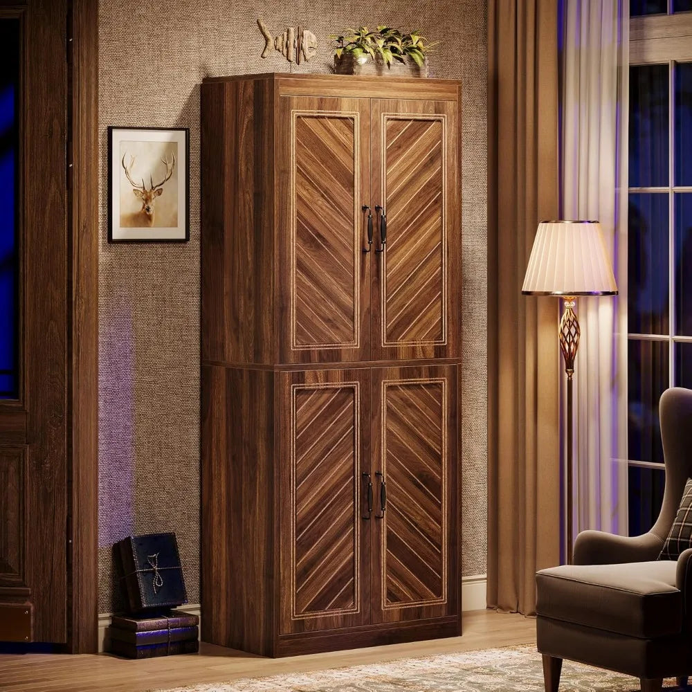 69 Tall Farmhouse Pantry Cabinet With 4 Adjustable Shelves