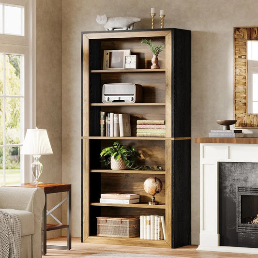 Tall 74.4 Inches 7 Tier Wood Open Display Floor TV Stand