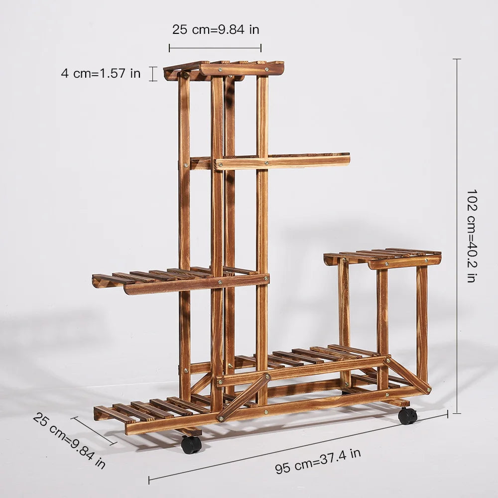 6 Tier Wooden Plant Stand for Indoor and Outdoor Use
