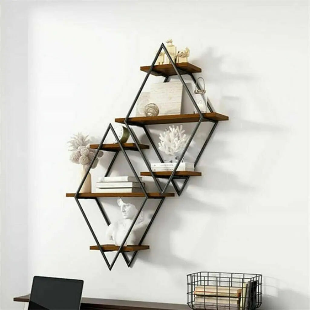 Wooden Wall Mounted Floating Shelves Three Tier Kitchen
