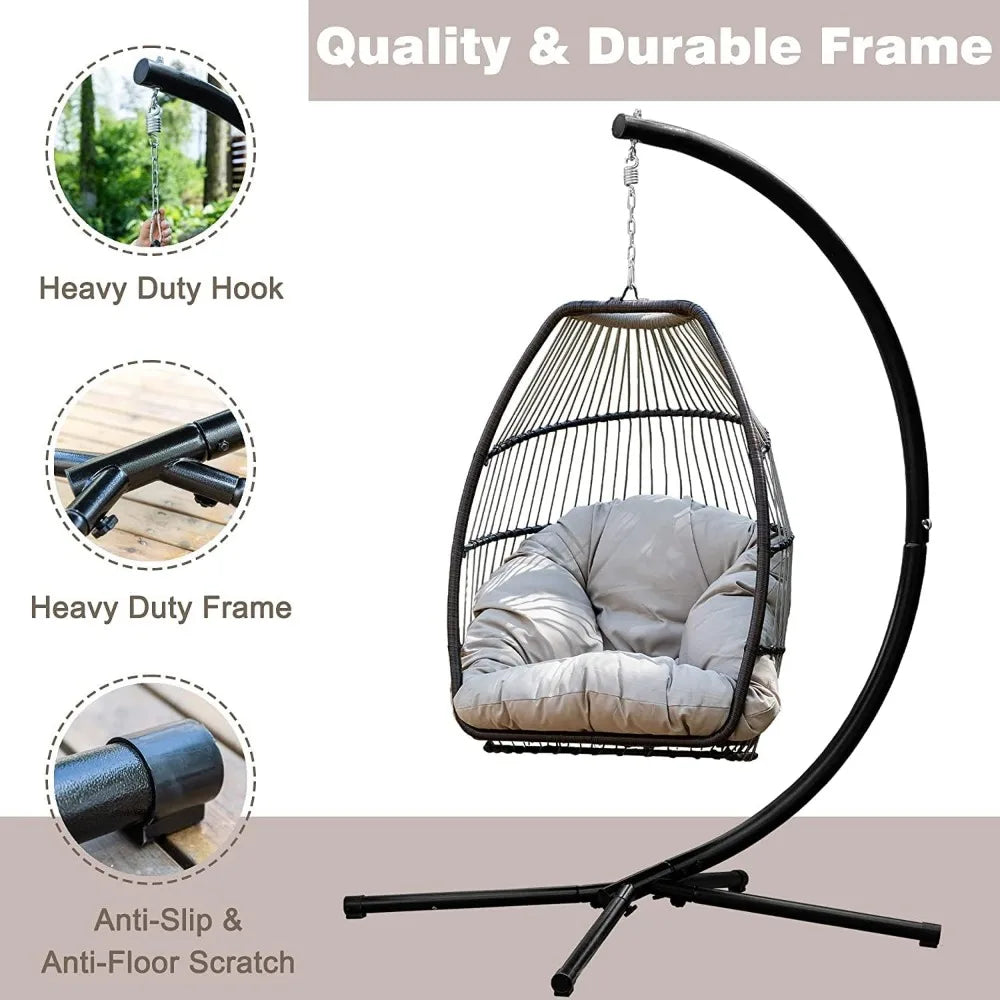 Outdoor Egg Swing Chair with Stand for Relaxation