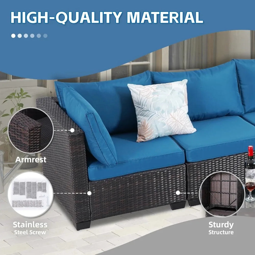 7 Piece Rattan Sectional Sofa Set for Stylish Outdoor Living
