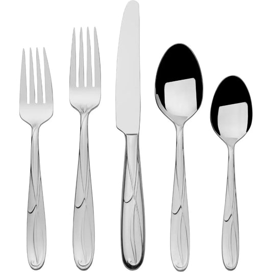 Cocoa Blossom 65 Piece Flatware Set for 12 18 10 Stainless