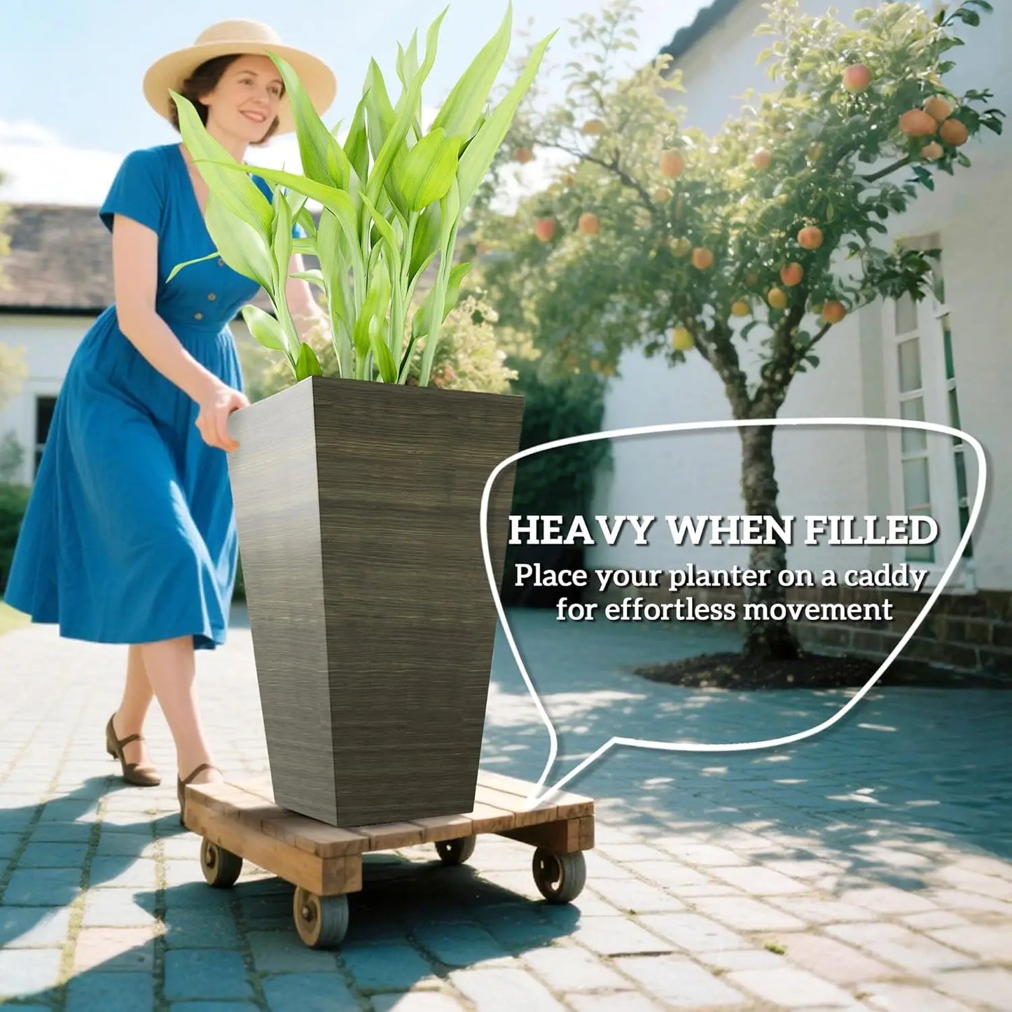 Tall Outdoor Planter Set of 3 with Drainage Holes