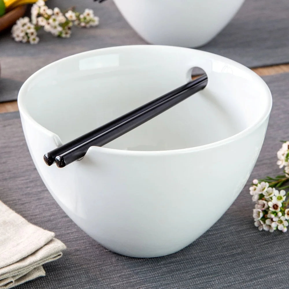 DUTRIEUX Porcelain Noodle Bowls Set With Chopsticks