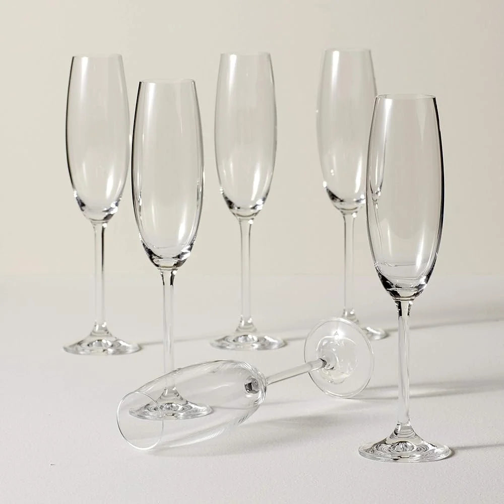 Champagne Flute Set of 6 Break Resistant Glasses 8oz Clear
