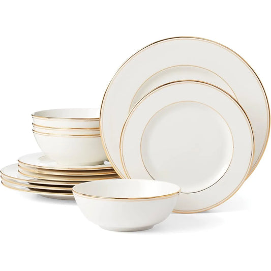 Federal Gold 12 Piece Dinnerware Set Service for Four