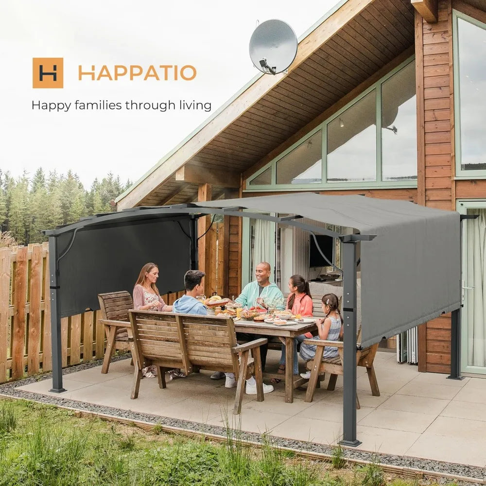 Outdoor Retractable Aluminum Pergola With Canopy Arched Roof