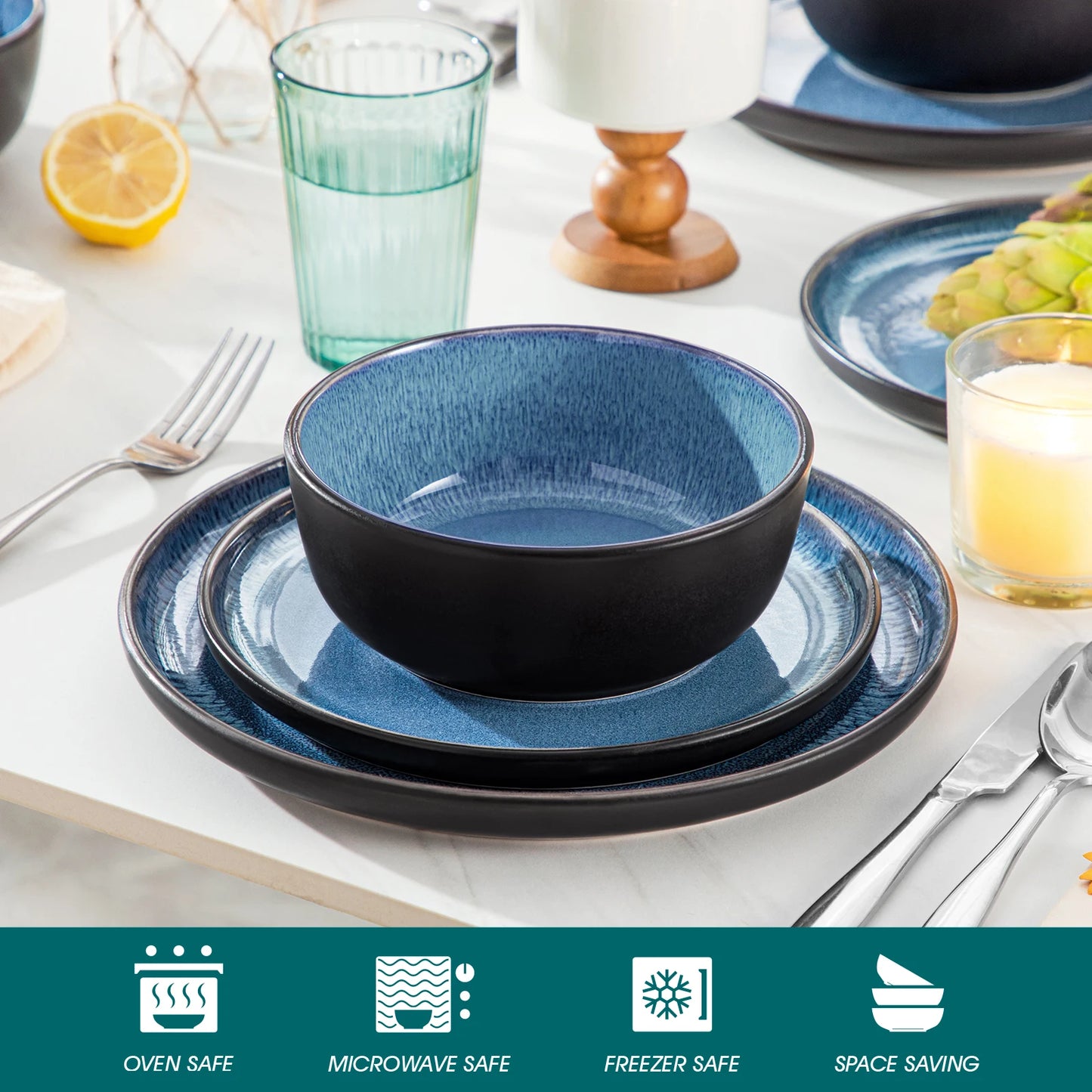 Vancasso 18 Piece Dinnerware Set Stoneware Microwave Safe