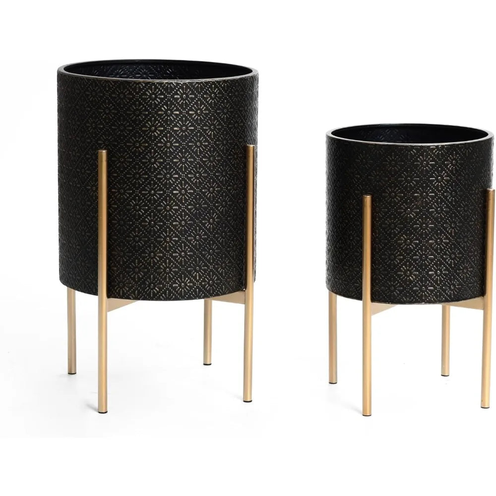LuxenHome Mid Century Planters Set of 2 for Indoor Plants
