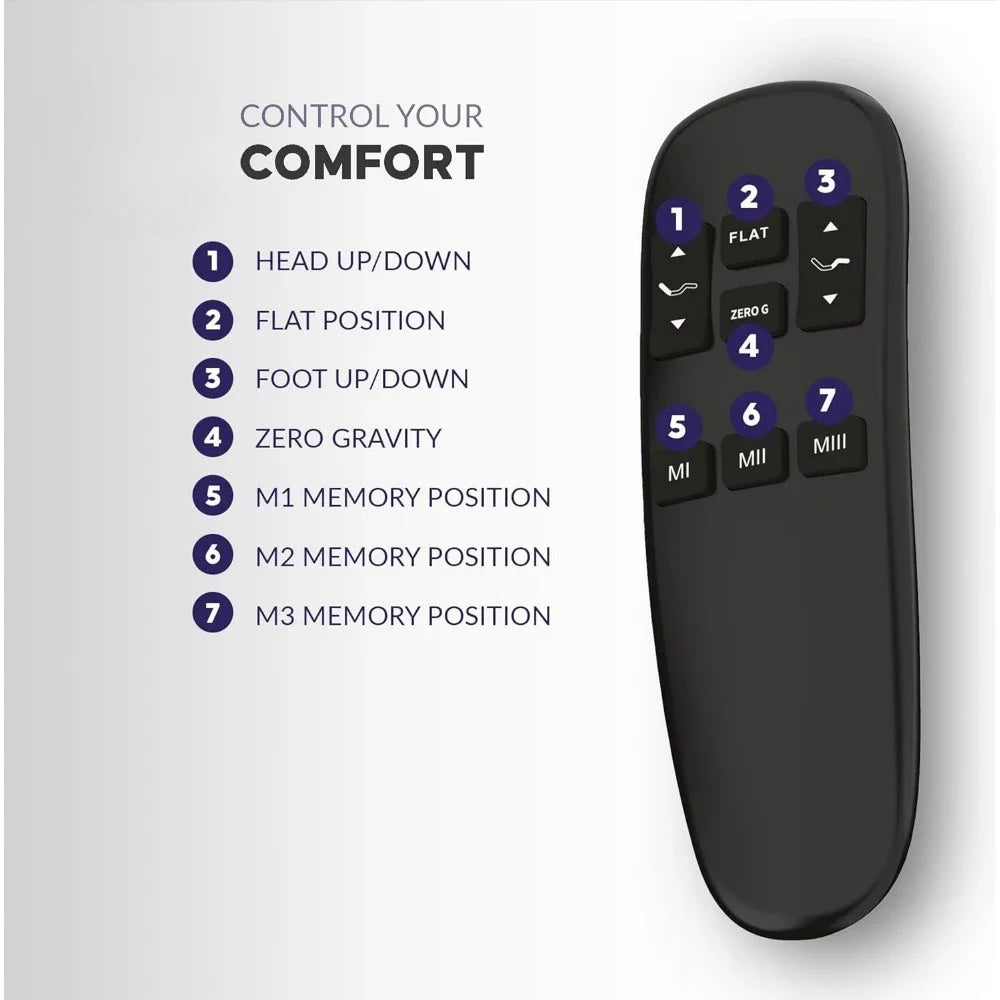 Adjustable Bed Base Frame With Head And Foot Incline Remote