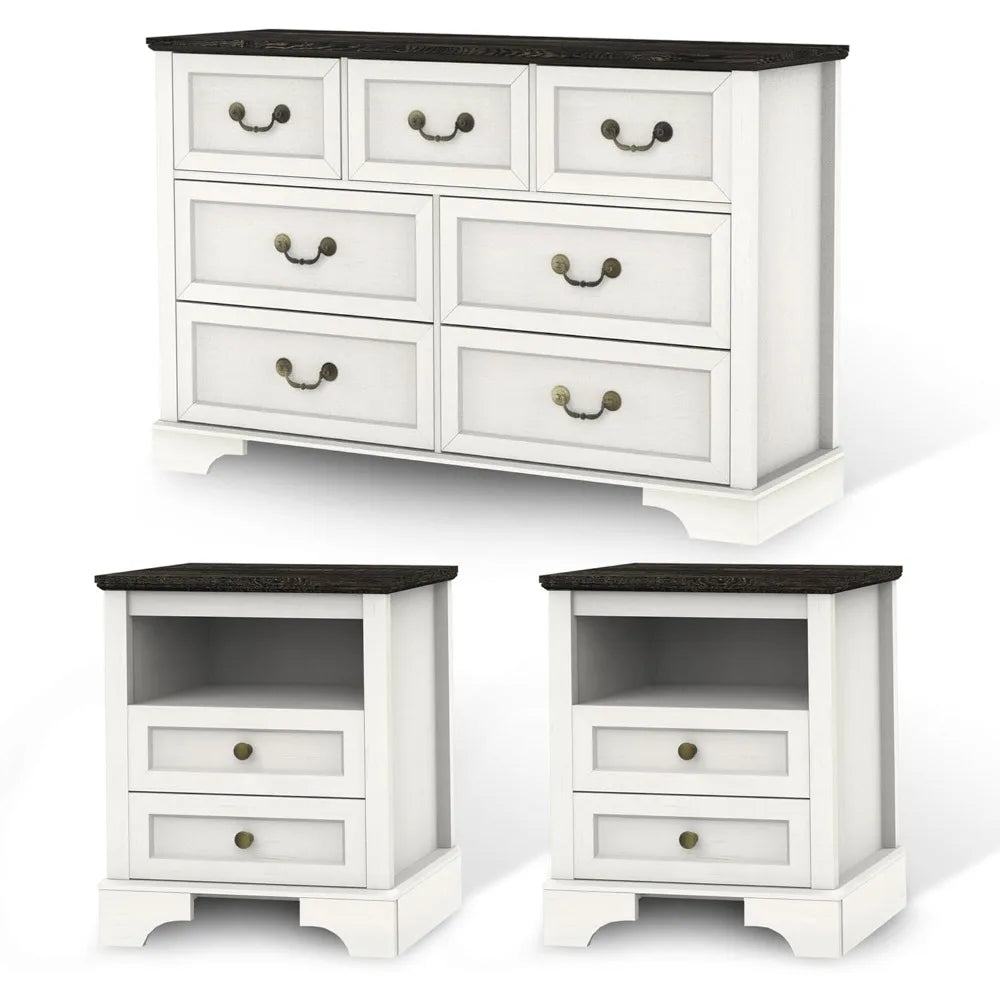 Rustic Farmhouse Bedroom Set with 6 Drawer Dresser