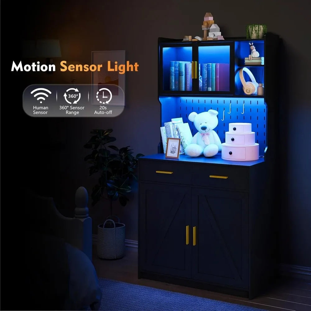 Storage Cabinets With USB C Ports And Auto Sensor LED