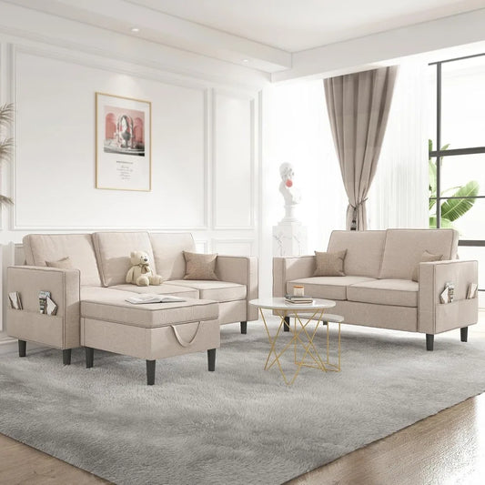 MKDK Sectional Sofa Set L Shaped 3 Piece Living Room