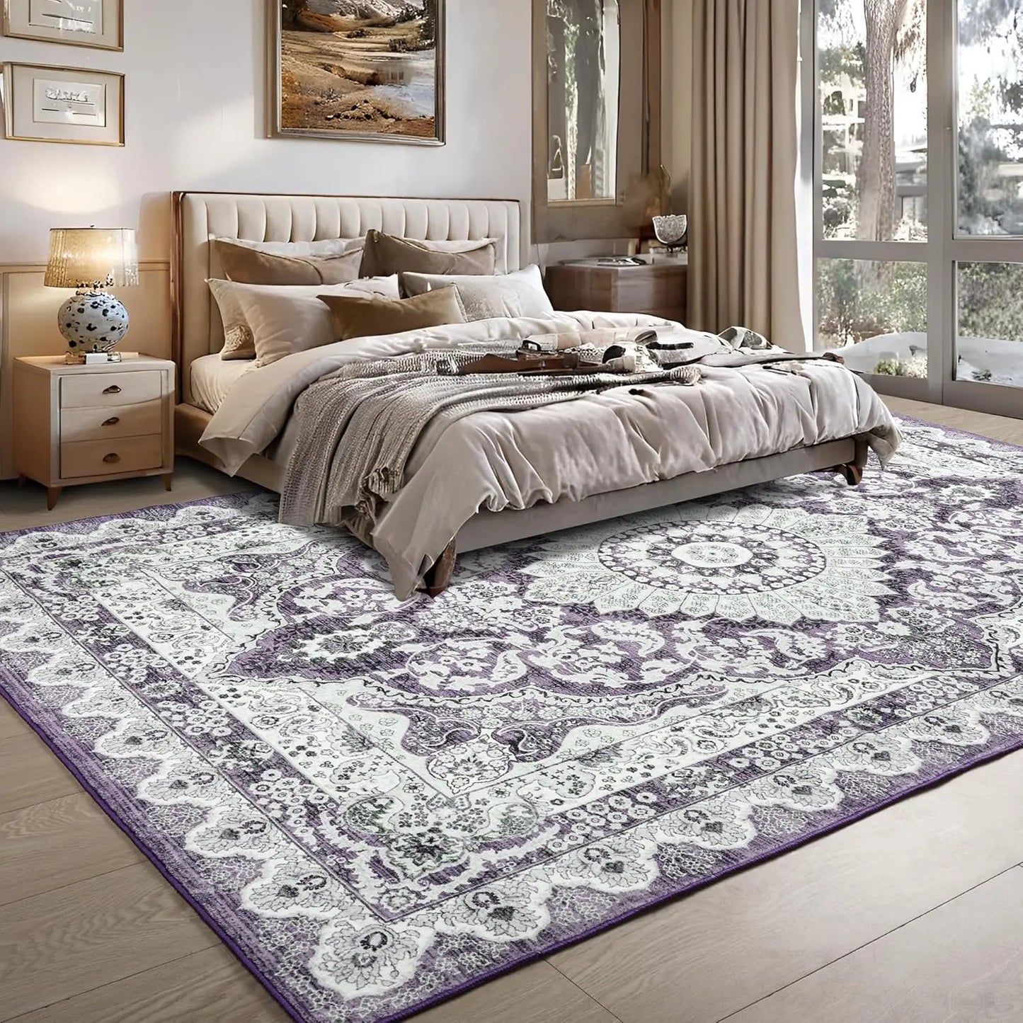 Machine Washable Vintage Area Rugs Non Slip Living Room