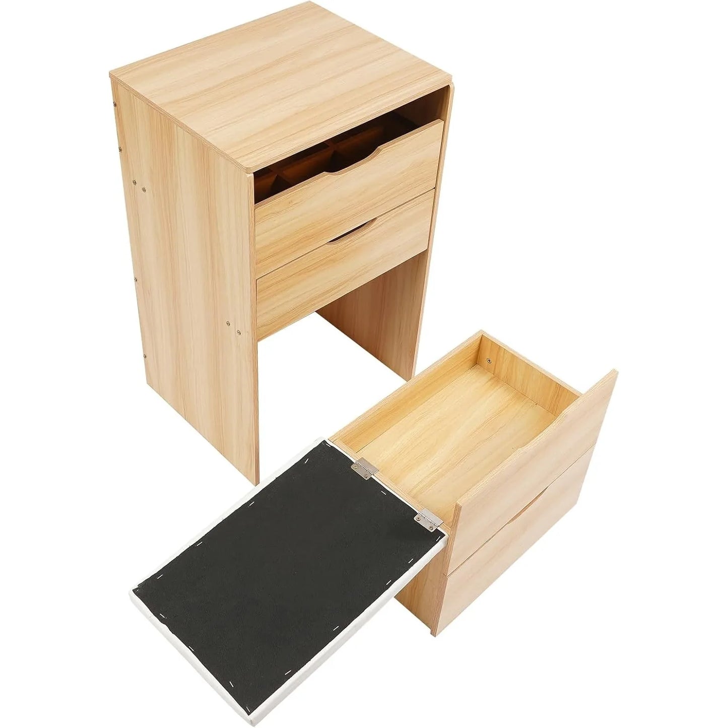 Log Color 3 In 1 Flip Top Vanity Desk With Mirror And Stool