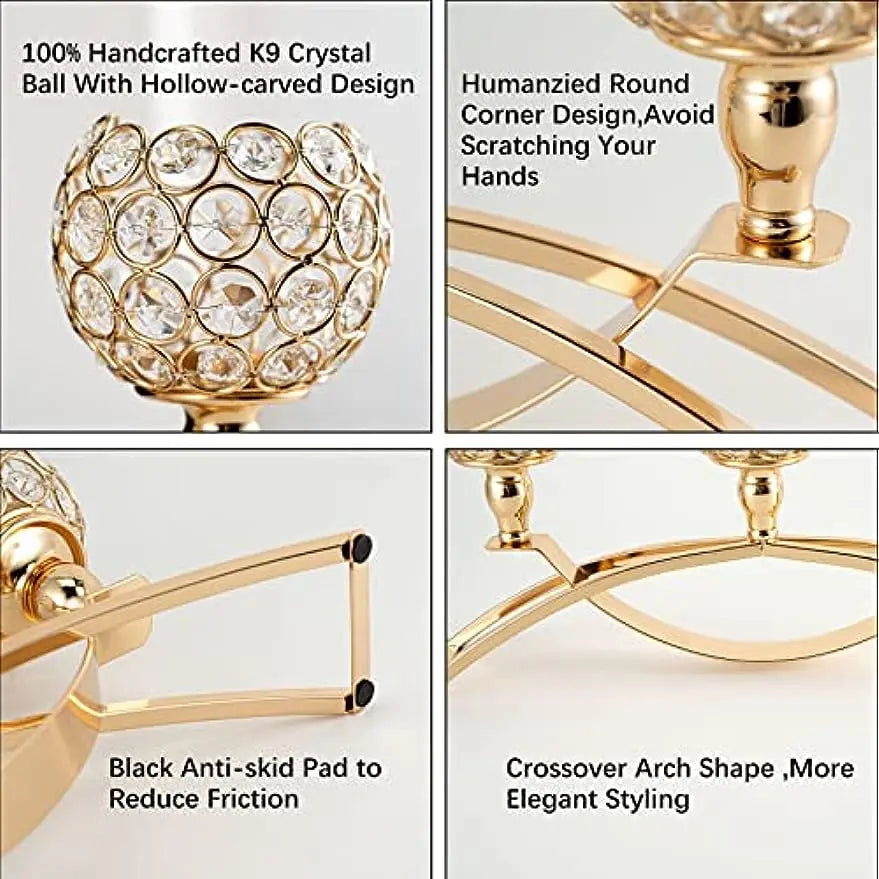Gold 3 Arm Tealight Candelabra Stand For Table Centerpiece