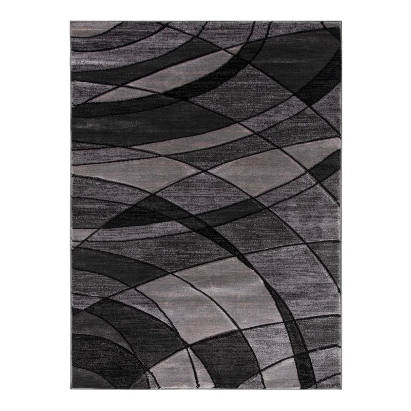 Hand Carved Abstract Area Rug Polypropylene Fade Resistant