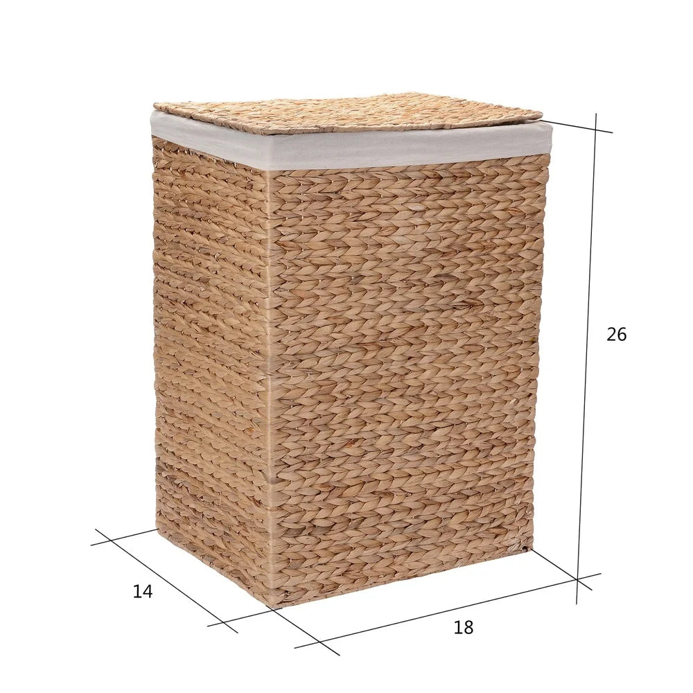 Set Of 2 Handmade Water Hyacinth Laundry Hampers With Lids