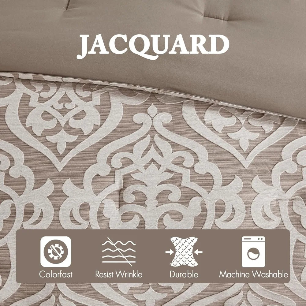 Odette Cozy Comforter Set Jacquard Damask Medallion Bedding
