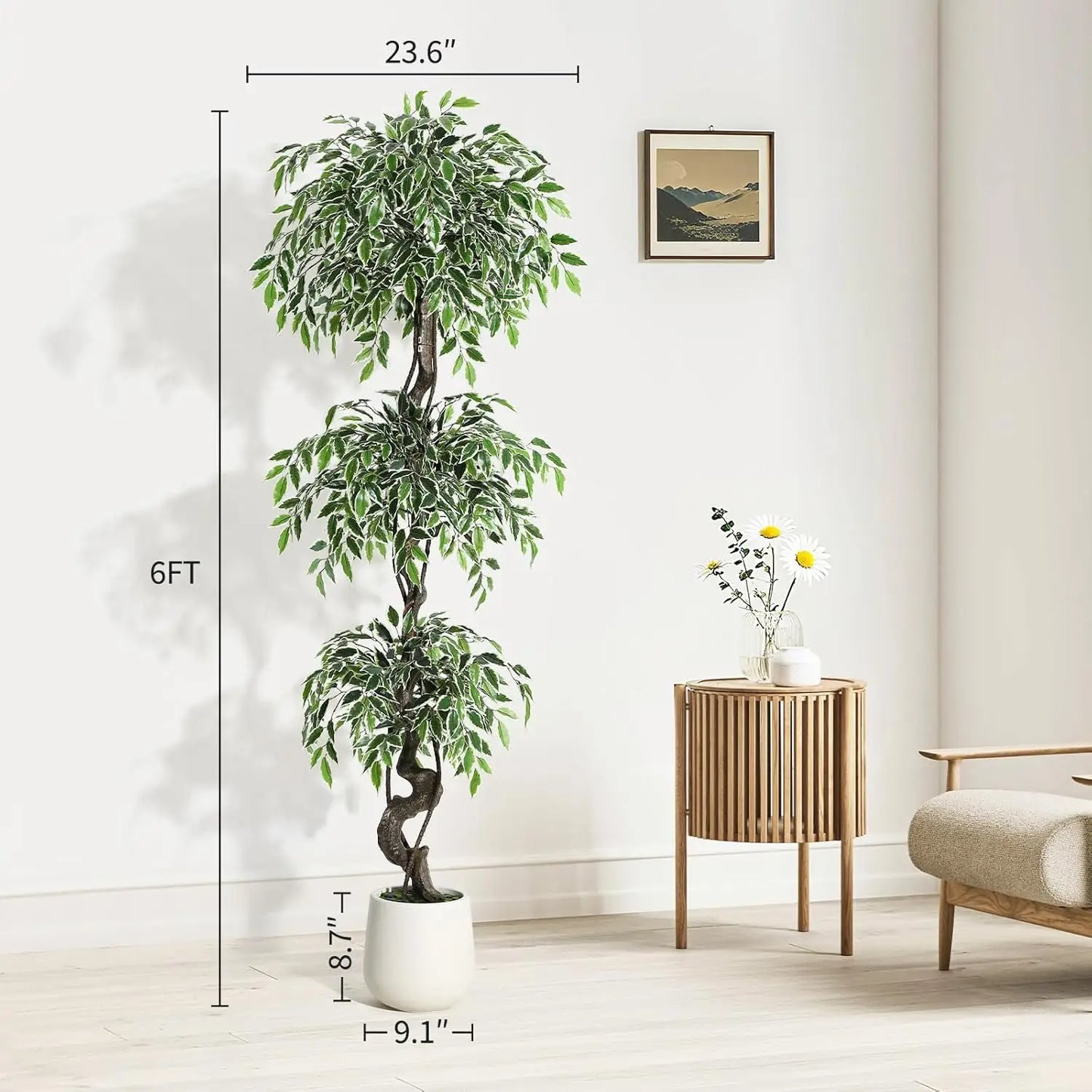HiMISS Artificial Ficus Tree Indoor Outdoor Decor Moss
