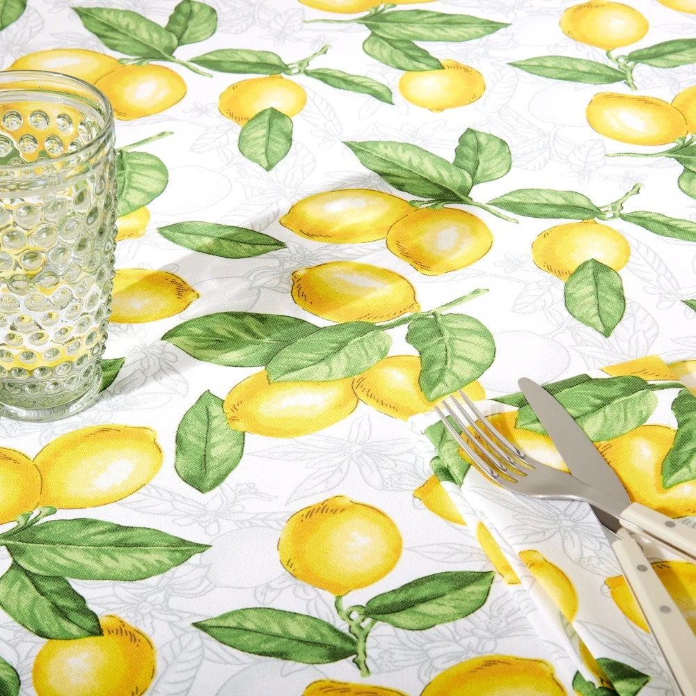 Lemon Pattern Cotton Tablecloth 60x102 Dining Decor