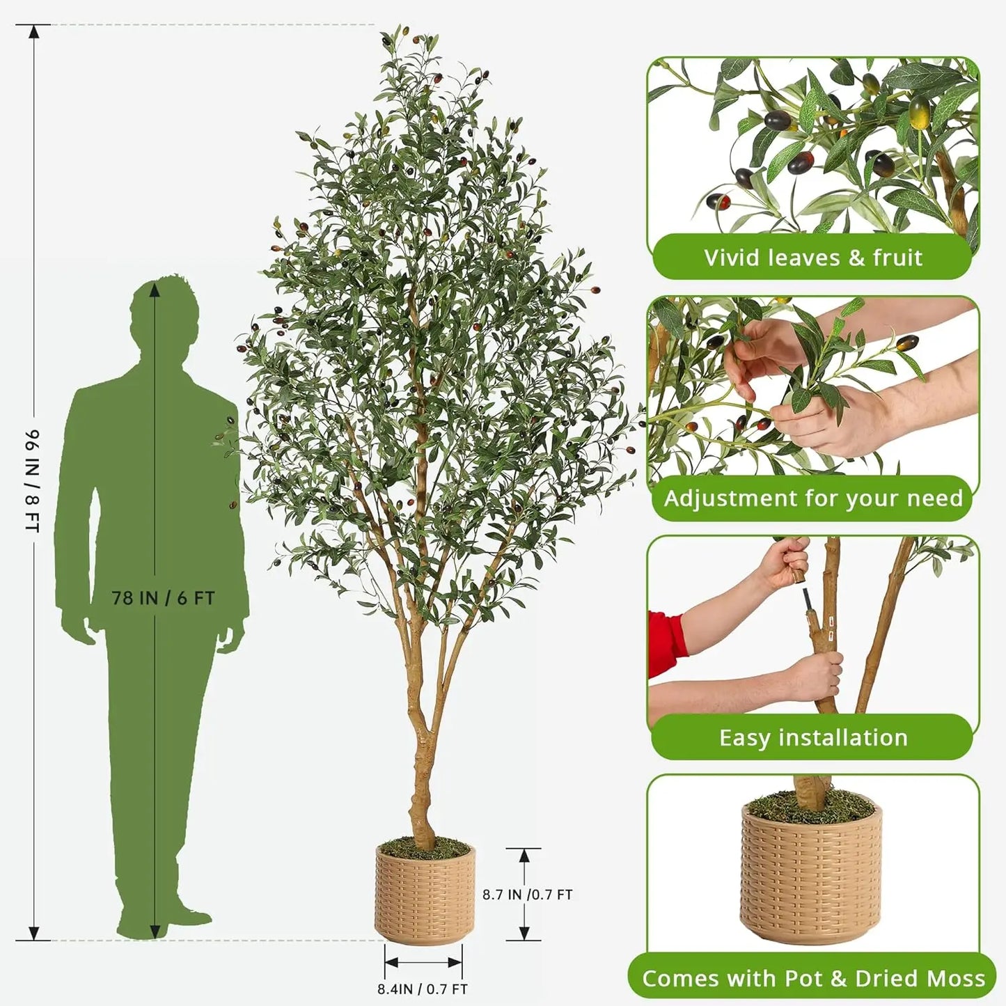 HiMIS Olive Trees Artificial Indoor Decor For Home Office