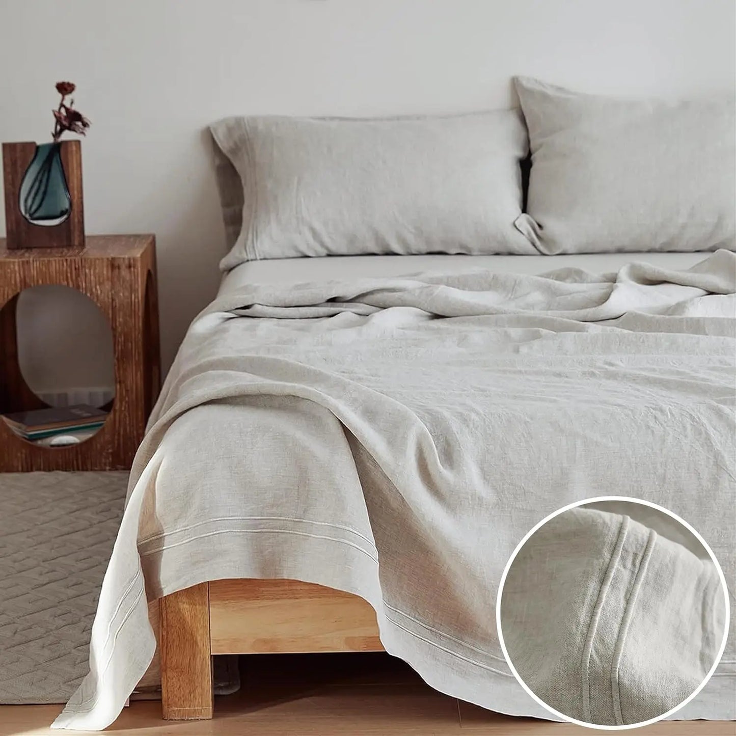 Simple Opulence 100 Percent Linen Sheet Set Embroidered