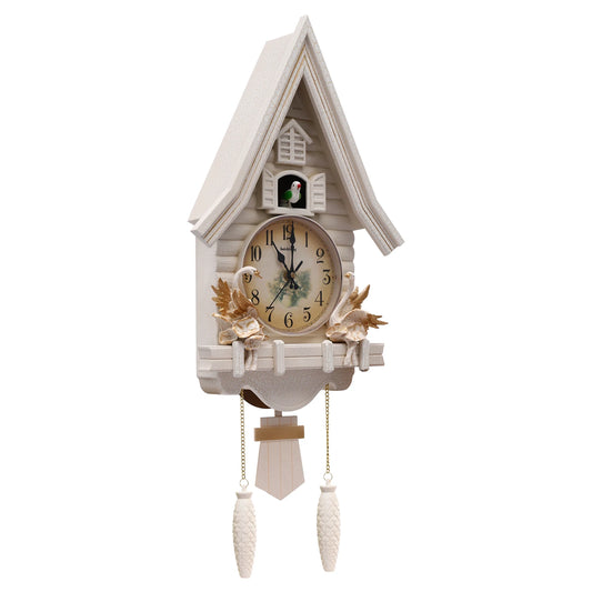 White Cuckoo Wall Clock Antique Battery Operated Creative