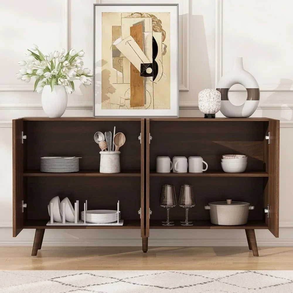 Buffet Cabinet Large Sideboard With 4 Doors And Shelves