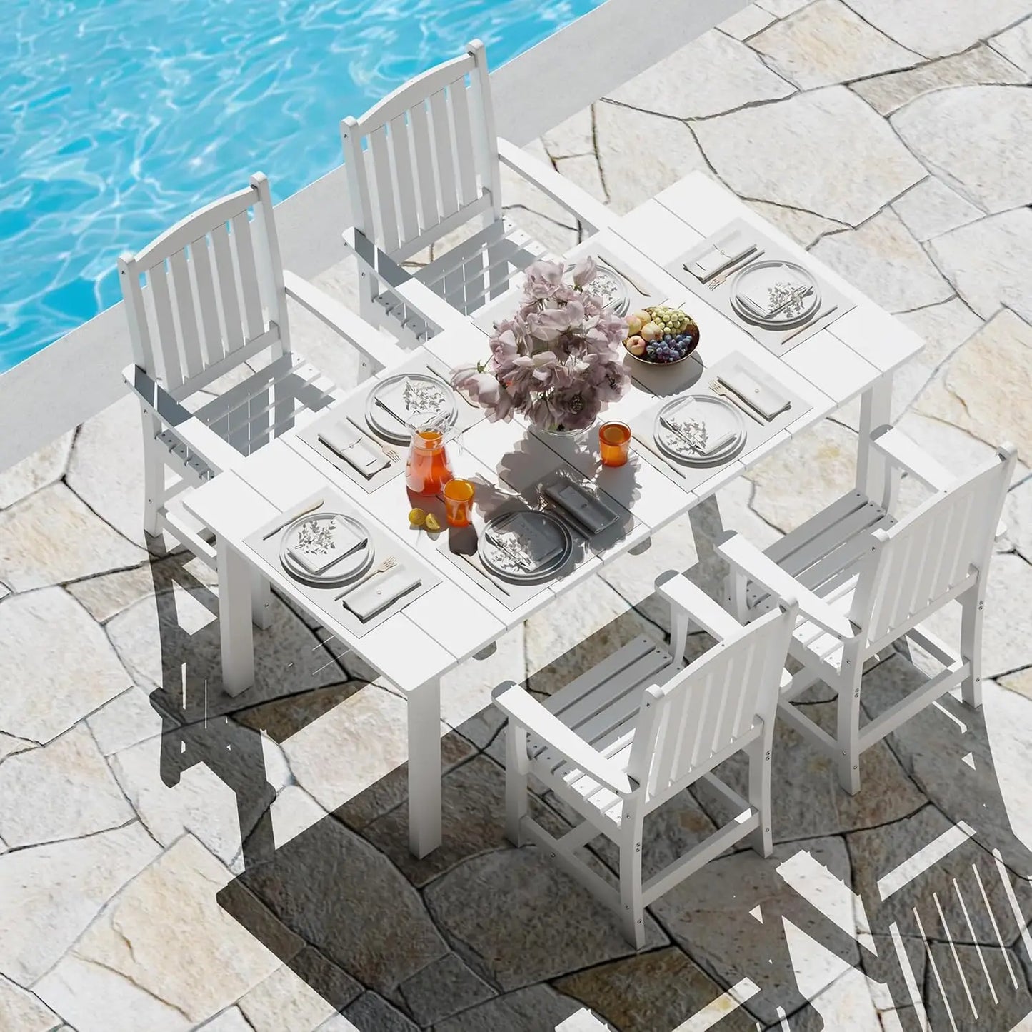 Modern 7-Piece Outdoor Dining Set with Umbrella Hole