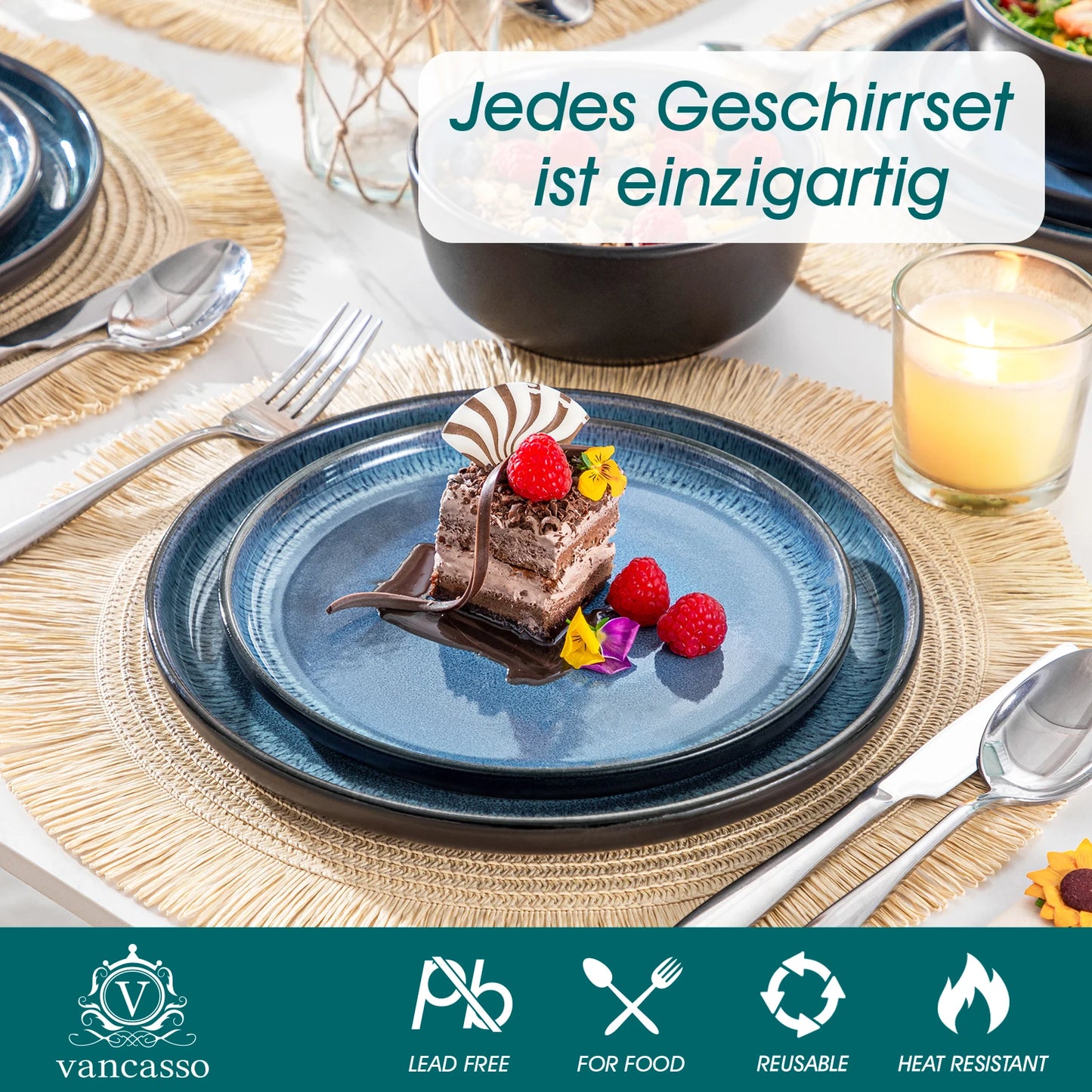 Vancasso 18 Piece Dinnerware Set Stoneware Microwave Safe