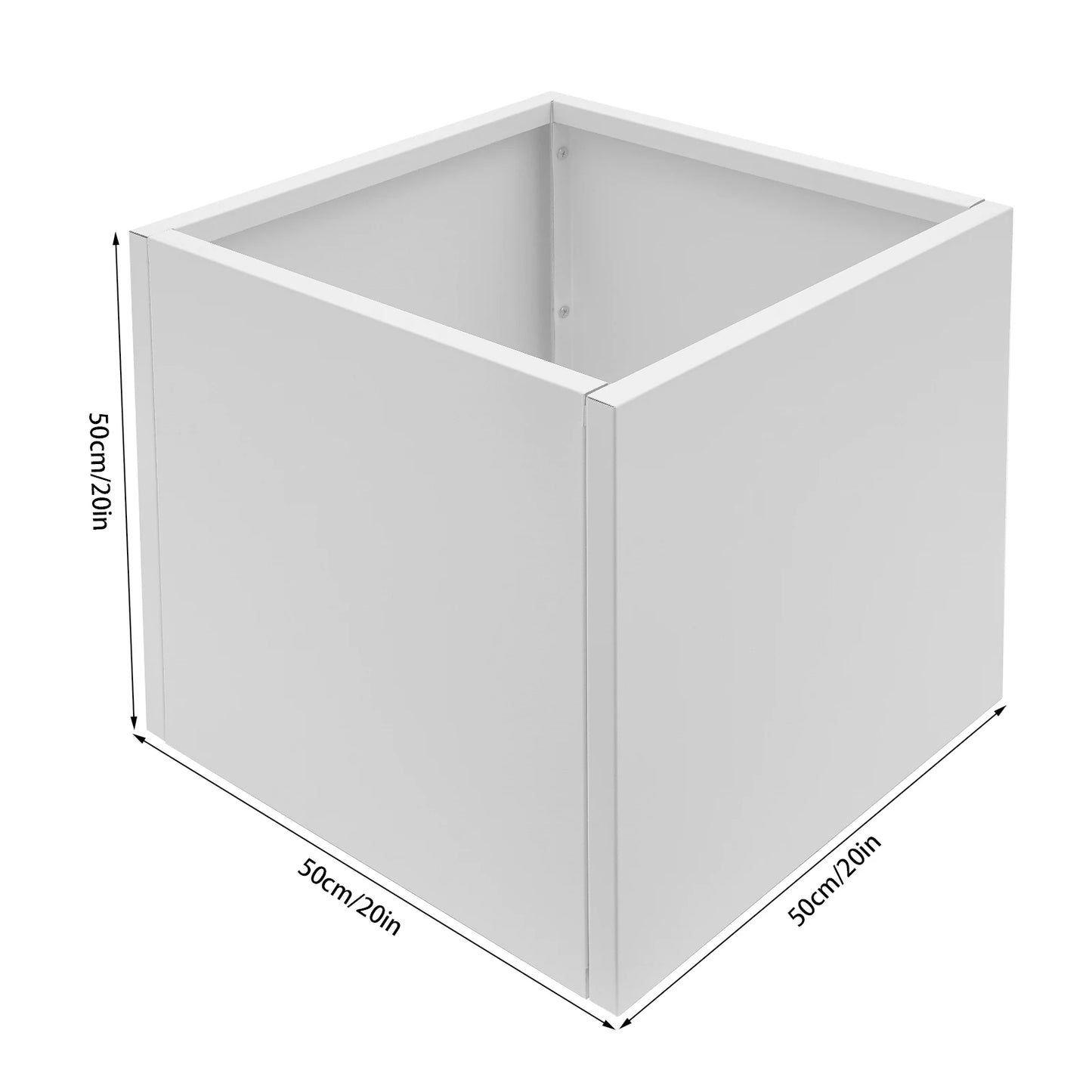 20 Inch Square Garden Metal Planter Box White Black Cube